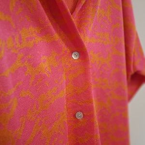 Zara Pink and Orange Knit Short Sleeve Collar Top Baggy Large Slouchy Style